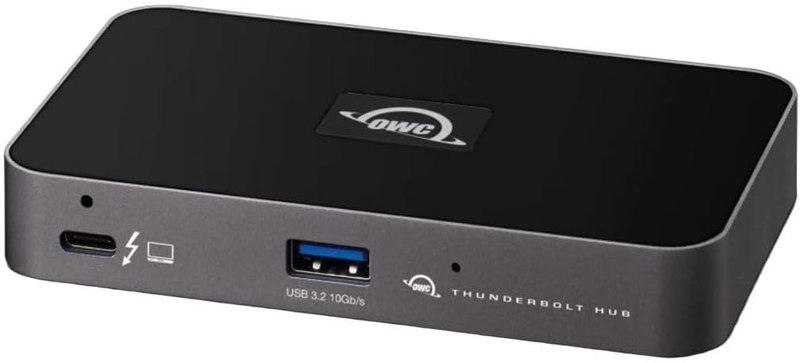 OWC Thunderbolt Hub 5-Port Connectivity Solution | Up to 60W PD - 3x Thunderbolt 40Gb/s device ports - USB-A 10Gb/s - Up to one 8K or two 4K displays - Mac, PC, iPad, & more