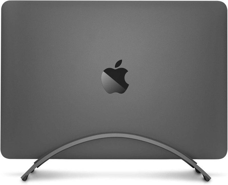 Twelve South BookArc for MacBook, Space-Saving Vertical Desktop Stand, Grey | Compact Laptop Stand for Comfortable Desktop Setup, Saves Space While Allowing Connection to Larger Display, Silicone Insert