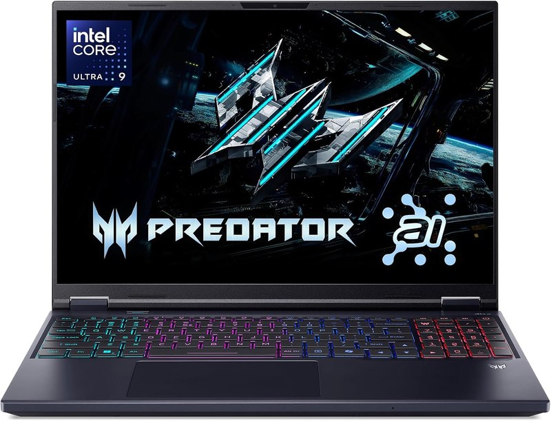 acer Predator Helios Neo 16 AI Gaming Laptop | Intel Core Ultra 9 Processor 275HX | NVIDIA GeForce RTX 5070 Ti | 16" WQXGA 240Hz G-SYNC | 16GB DDR5 | 1TB Gen 4 SSD | Killer Wi-Fi 6E | PHN16-73-92B8