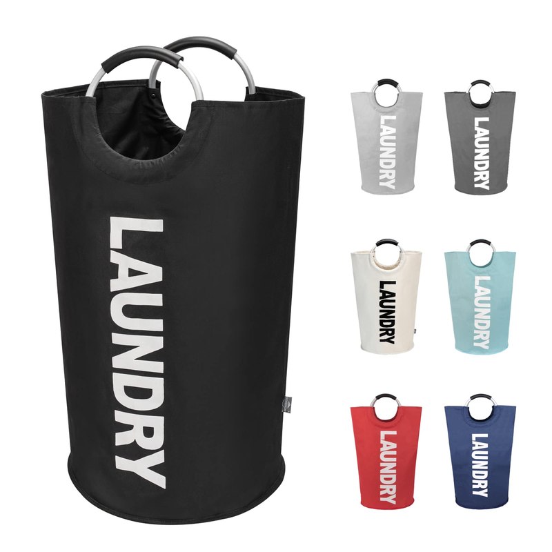 DOKEHOM 90L Large Laundry Basket Bag, Collapsible Tall Hamper, Black