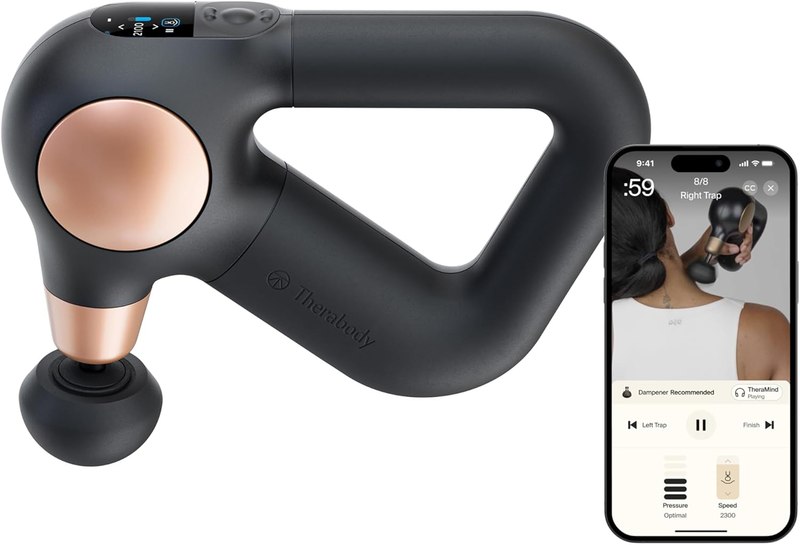 TheraGun Therabody Sense 2nd Gen Percussion Massage Gun | Black | Gentle Percussive Massage With On-Screen Guided Routines to Ease Tension, Reduce Stress & Support Better Sleep
