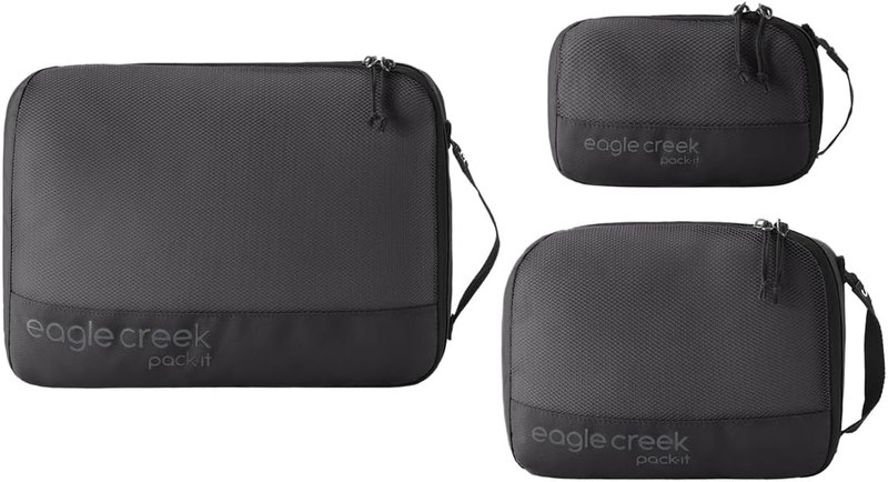 Eagle Creek Pack-It Reveal Cube Set, XS/S/M, Black | Packing Cubes for Compartmentalizing Luggage, Durable, Ultra-Lightweight, Breathable, Easy Grab Zipper, Mesh Windows