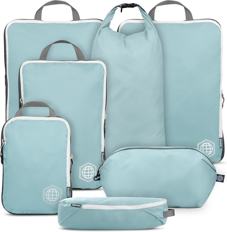 TRIPPED Travel Gear Large Compression Packing Cubes 7-Piece Set for Travel