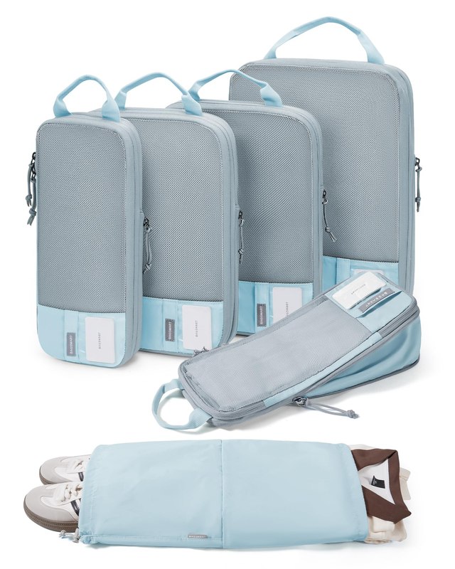 BAGSMART 6 Set Compression Packing Cubes for Travel, Lightweight Luggage Organizer Bags, Durable Space Saver Bags Travel Essentials