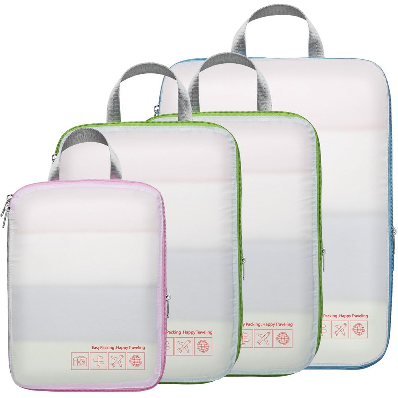 Cambond Compression Packing Cubes for Travel - Suitcase Organizer, White