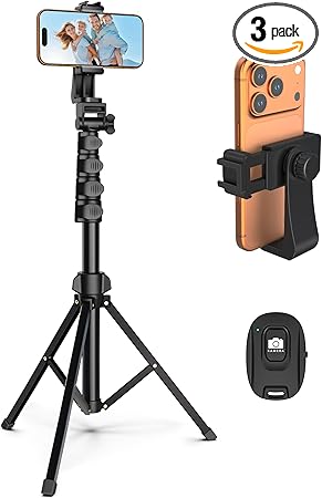 Liphisy 64-inch phone and camera tripod with remote, adjustable multi-angle