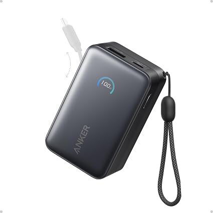 Anker Nano portable power bank, 10000mAh 45W with retractable USB-C cable