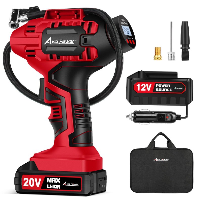 AVID POWER Cordless Tire Inflator Portable Air Compressor 20V Battery Pump