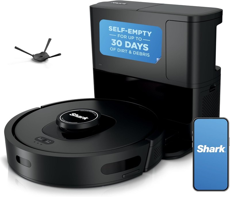 Shark AV2501S AI Ultra Robot Vacuum, with Matrix Clean, Home Mapping, 30-Day Capacity HEPA Bagless Self Empty Base, Perfect for Pet Hair, Wifi, Dark Grey | Matrix Clean, 360° LiDAR Home Mapping, 30-Day HEPA Bagless Self-Empty Base, Self-Cleaning Brushroll, Wi-Fi