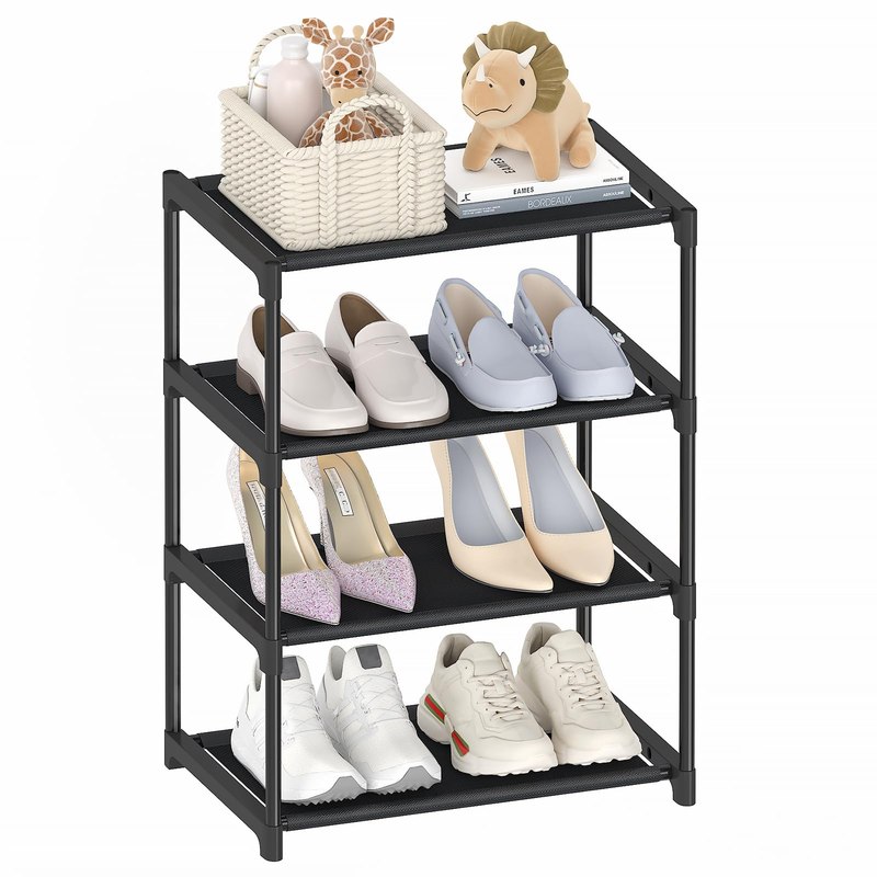 Autonomier 4 Tier Extra Small Shoe Rack (16.3" Wide), Space Saver Shelf