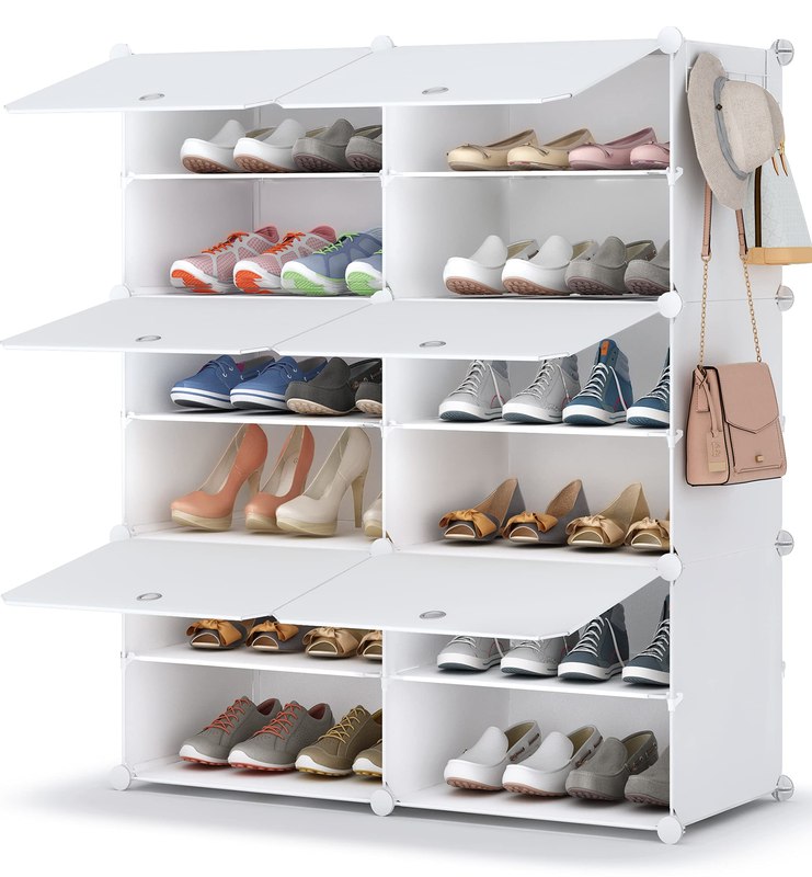 HOMIDEC Shoe Rack Organizer 24 Pair Modular Shoe Storage Cabinet for Closet