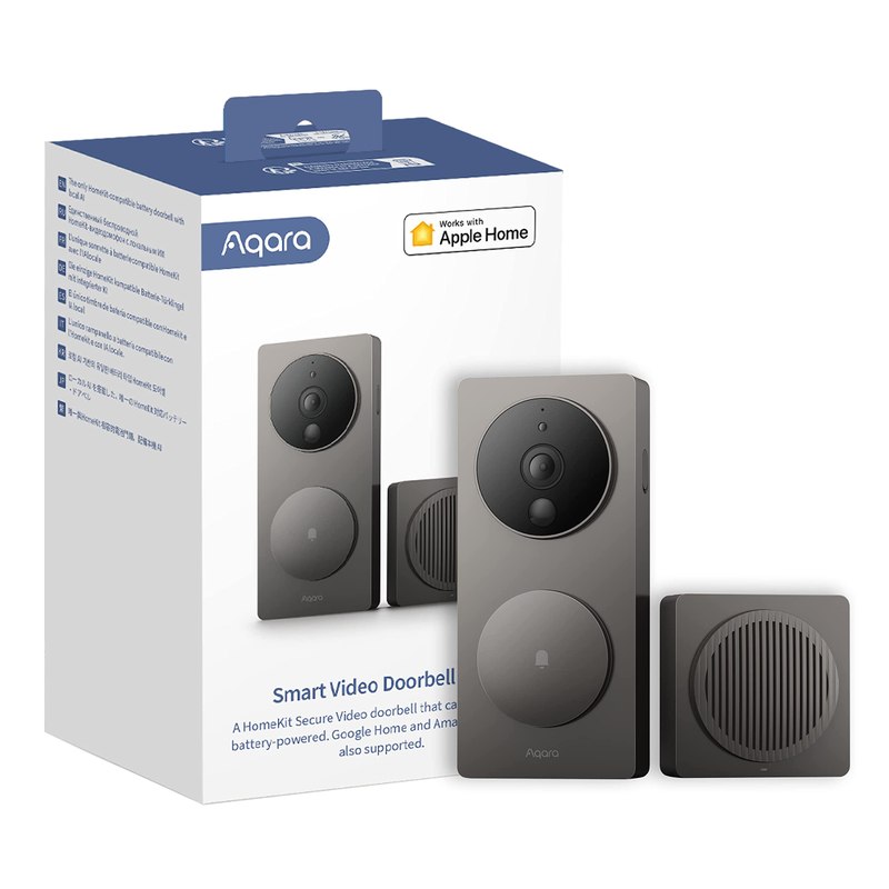 Aqara Video Doorbell G4 with Chime, 1080p FHD HomeKit Secure Video,Gray