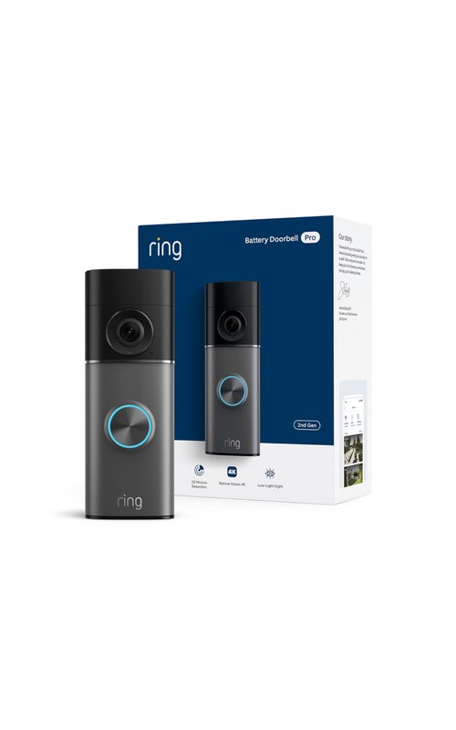 Ring Battery Doorbell 4K Pro (newest model), Retinal 4K with wide-angle video, up to 10x Enhanced Zoom, Night Vision, and Quick Release Ultra Battery Pack, Deep Silver