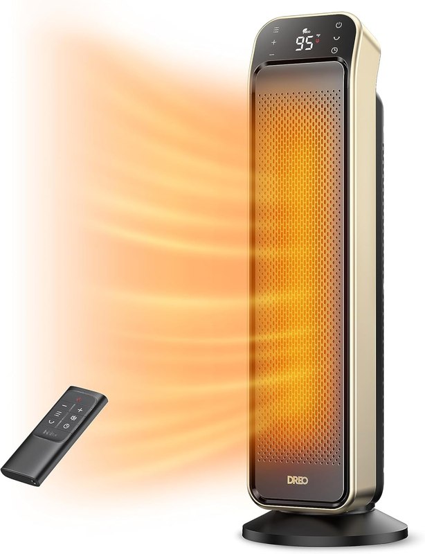 DREO 25 Inch Electric Space Heater for Indoor Use, Large Room, Thermostat | 11.5 ft/s Fast
