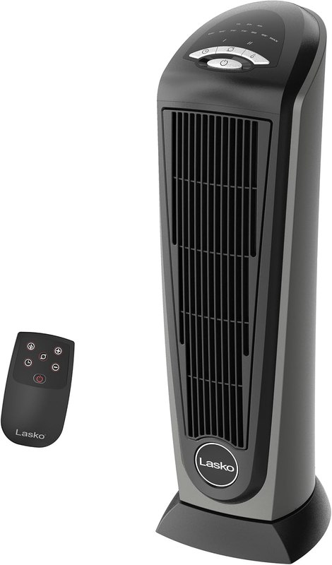 Lasko 1500W Ceramic Tower Space Heater with Remote, Thermostat, Timer & Widespread Oscillation, Portable Electric Heater for Indoor Use, Bedroom & Living Room, 751320 | Built-In Handle, Thermostat, Timer, Widespread Oscillation, Portable Electric Heater for Indoor Use, Bedroom, and Living Room