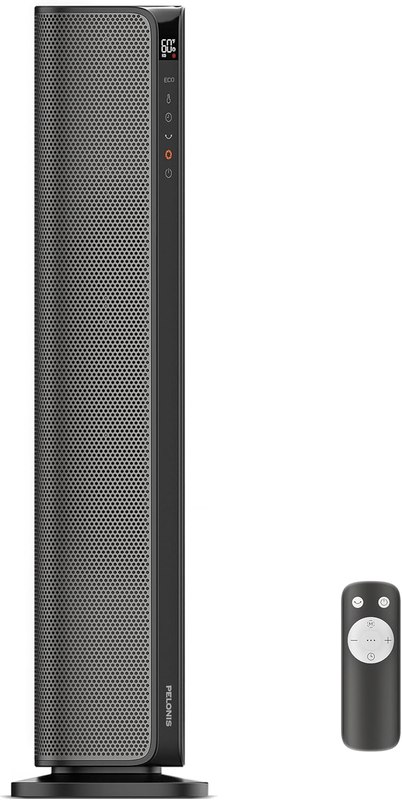 PELONIS 30-Inch Tower Ceramic Space Heater with Remote for Bedroom, 1500W | 2s fast heating, 4 heat settings, ECO mode, 24H timer & overheat protection, oscillating tower heaters for indoor use