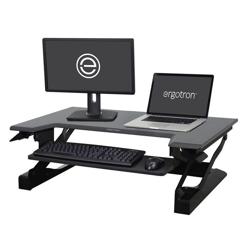 Ergotron – WorkFit-T Standing Desk Converter, Dual Monitor Sit Stand Desk Riser for Tabletops – 35 Inch Width, Black