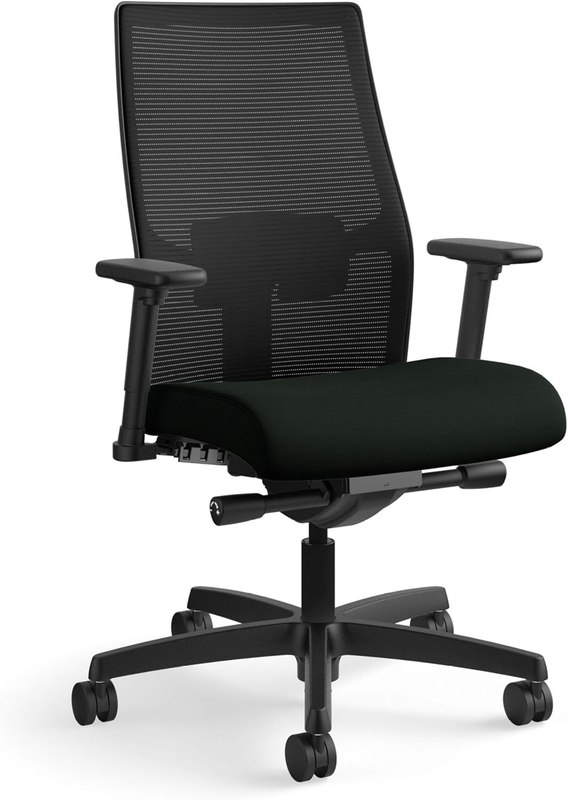 HON Ignition 2.0 Ergonomic Office Chair, Lumbar Support, Desk Chair, Black | Ergonomic office desk chair with lumbar support, adjustable arms, office decor, workstation comfort for focused productivity