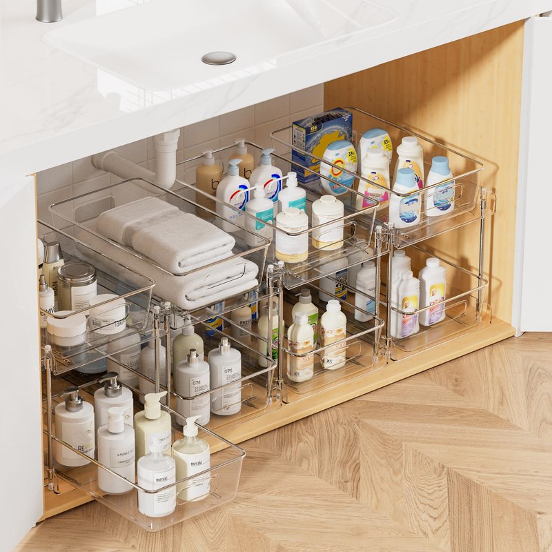 Vtopmart 4 Pack Pull Out Bathroom Under Sink Organizer (S-Standard)