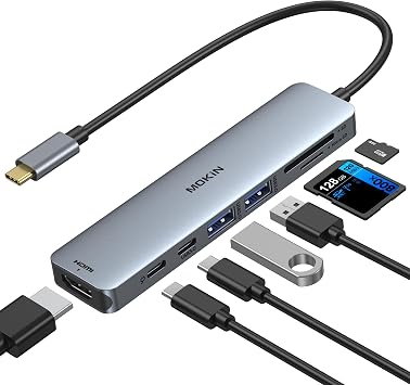 MOKiN 7-in-1 USB-C hub with SD/TF card reader and 100W power delivery