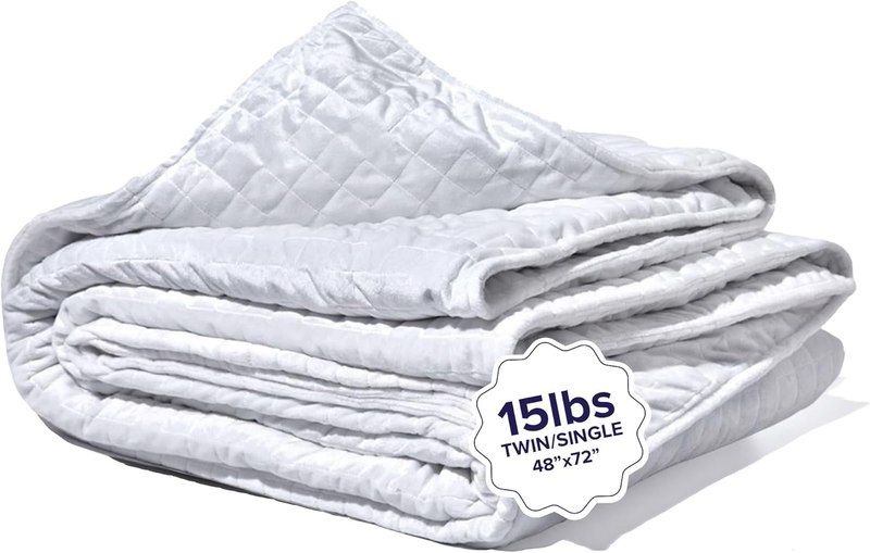 Gravity Weighted Blankets for Adults, 15lbs White (48" x 72", Twin/Single) - Heavy Comfort