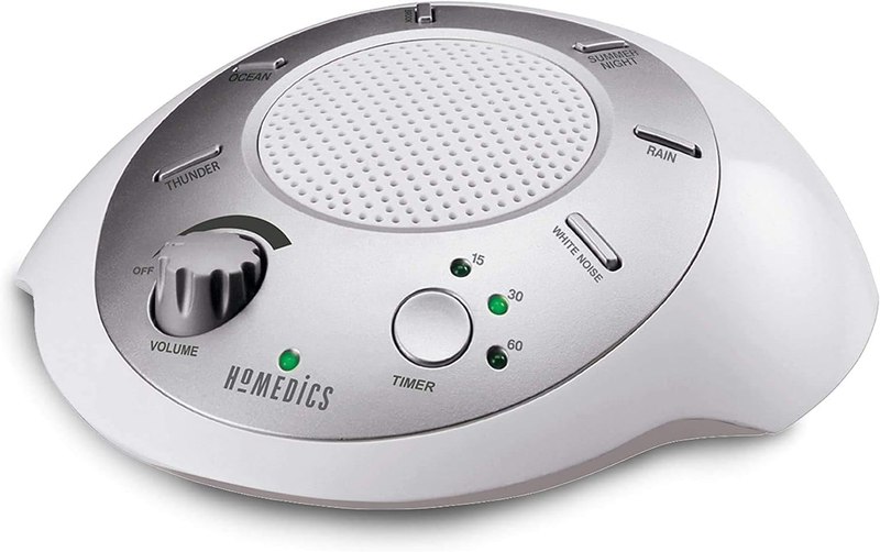 Homedics SoundSleep White Noise Sound Machine, Silver | Small Travel Size with 6 Relaxing Nature Sounds, Portable Therapy for Home, Office, Nursery, Auto-Off Timer
