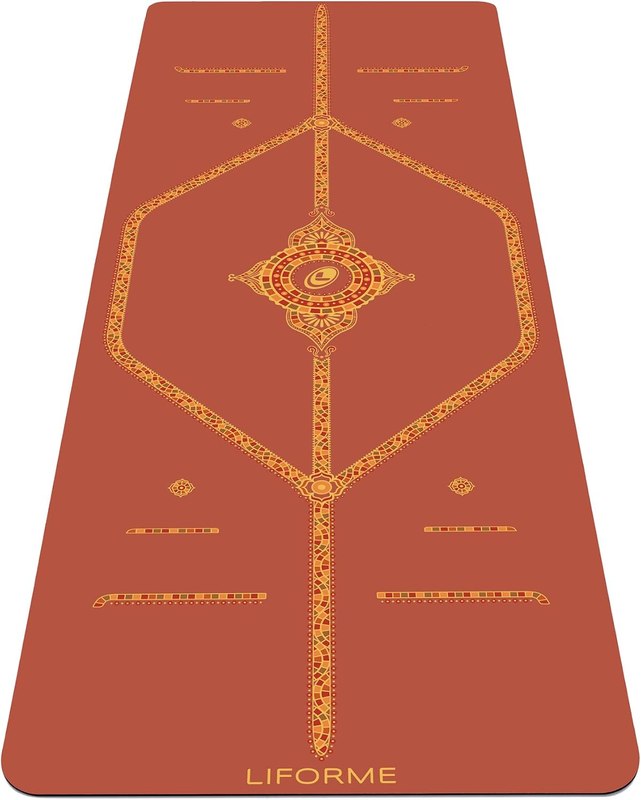 Liforme Printed Yoga Mat - Patented Alignment Design, Ultimate Grip | Eco-friendly, Non-Toxic, Sweat-Resistant, long, wide, 4.2mm thick mat for comfort, recommended for Hot Yoga, Free Yoga Bag