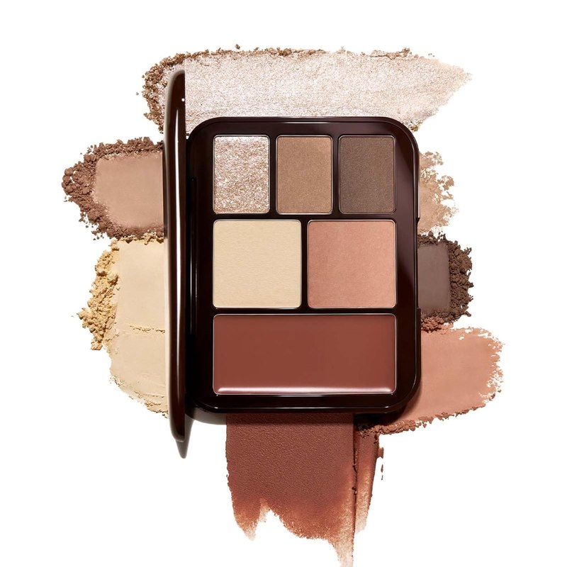 JOOCYEE 6 Color Multi-Use Face Palette, 5 in 1 Makeup Kit with Eyeshadow Blush Contour Highlighter Lip Color, Travel-Friendly Lookbook Design for Seamless Daily Glow - Warm Brown Look