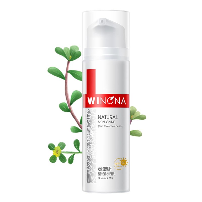 WINONA SPF 48+++ Face Sunscreen Lotion, Skin Soothing Sunblock Milk for Sensitive and Dry Skin, Enriched with Portulaca Oleracea, Lightweight, Gentle, and Moisturizing, 1.76oz
