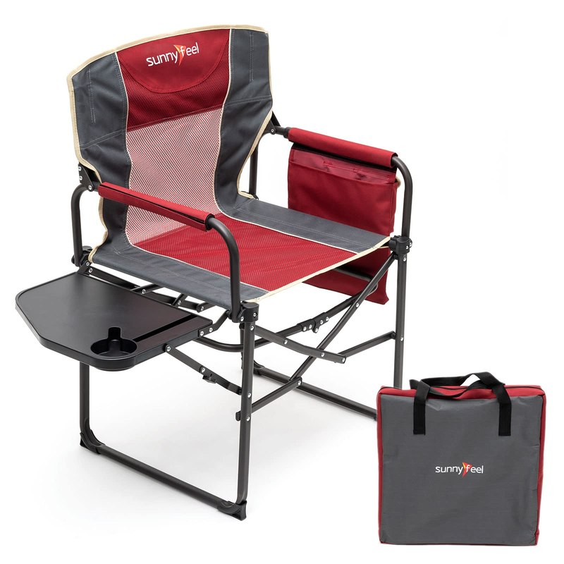SUNNYFEEL Oversized Camping Chair Portable Directors Chairs with Side Table