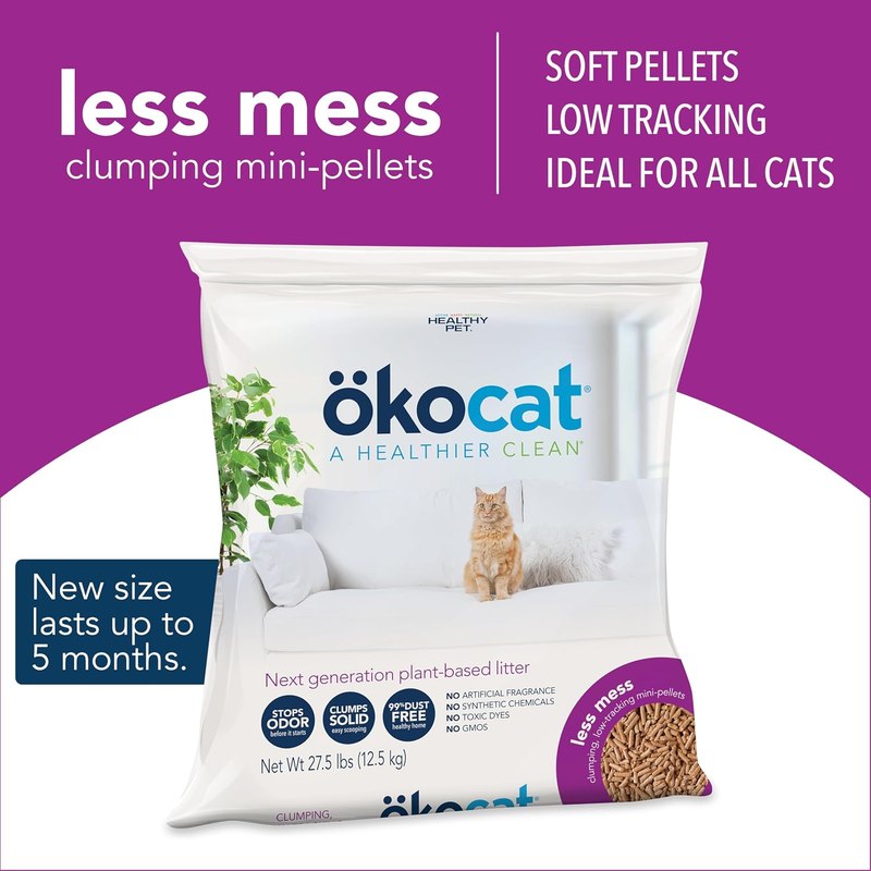 ökocat Low Tracking Natural Wood Clumping Cat Litter, Odor Control 27.5 Lbs