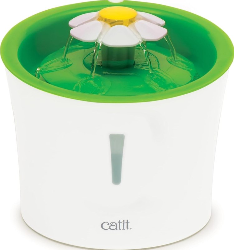 Catit Flower Fountain with Triple Action Filter, Cat Drinking Water Fountain, 3 L, Green | Cat Drinking Water Fountain