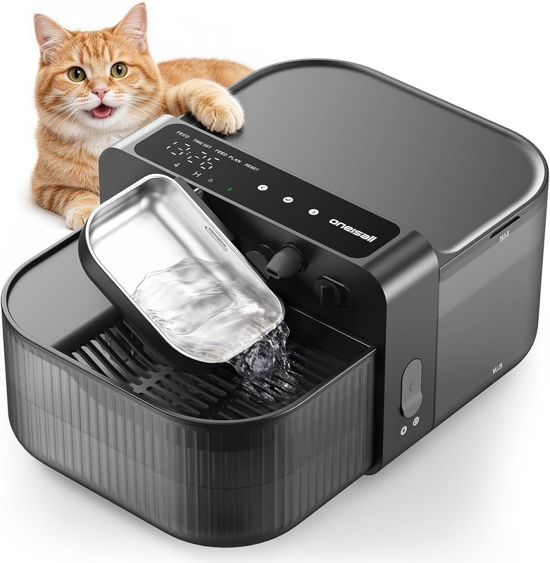 oneisall 3.5L Wireless Filterless Cat Water Fountain for Cat Pet,PW17 | Wastewater Separation,No Filter Needed,Cordless,Separate Clean&Dirty Water,304 Stainless Bowl,30dB Quiet,Smart LED Display