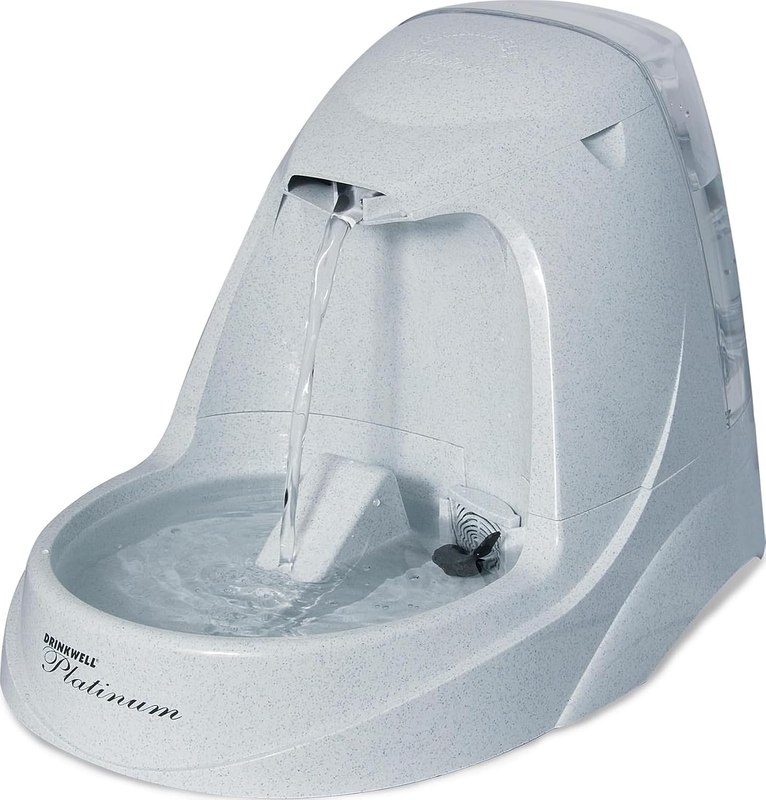 PetSafe Drinkwell Platinum Cat Water Fountain, 168 oz/5L, Grey | Free-Falling Stream Encou