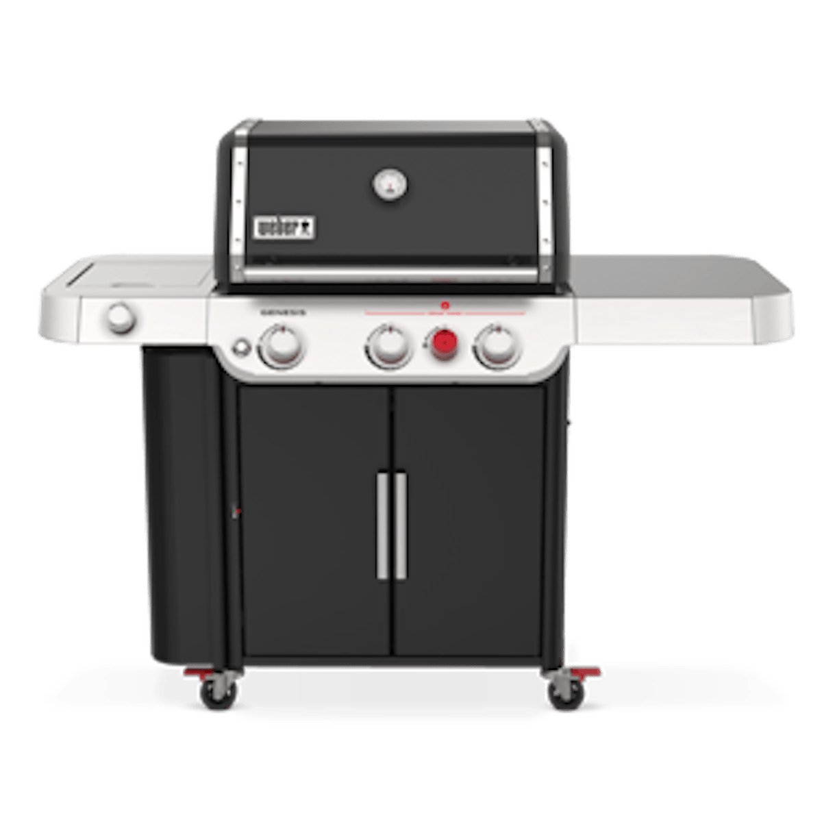 A gas grill with multiple burners.
