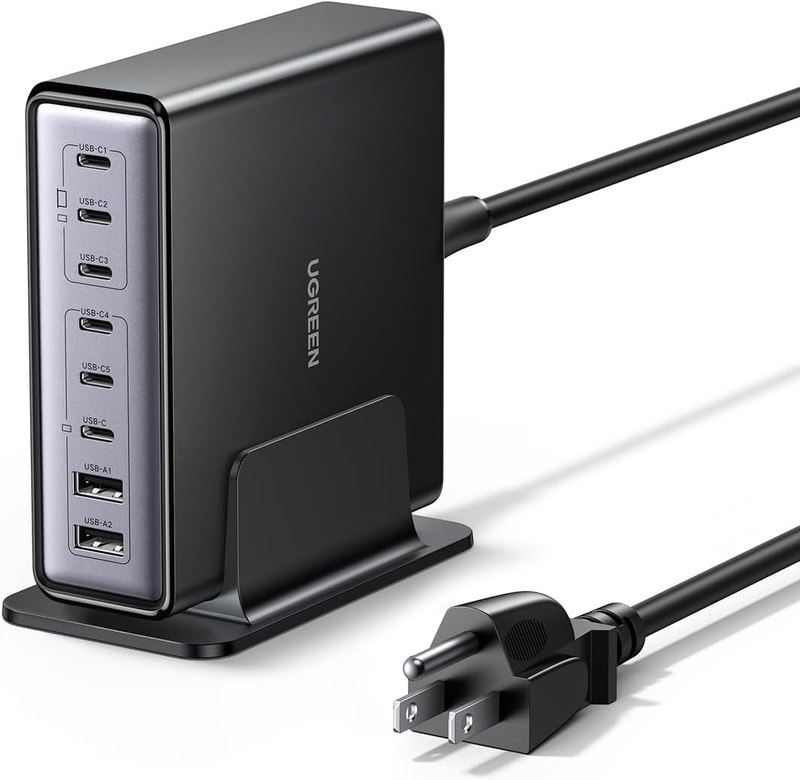 UGREEN Nexode 200W GaN USB C Charging Station, 8-Port Desktop Charger with PD 100W for MacBook Pro 16"/Air, Dell XPS, iPad Pro, iPhone 17/16/15, Galaxy S25/S24, Pixel 10/9