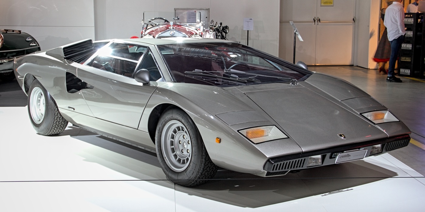 A 1976 Lamborghini Countach LP400 Periscopio, real photograph.