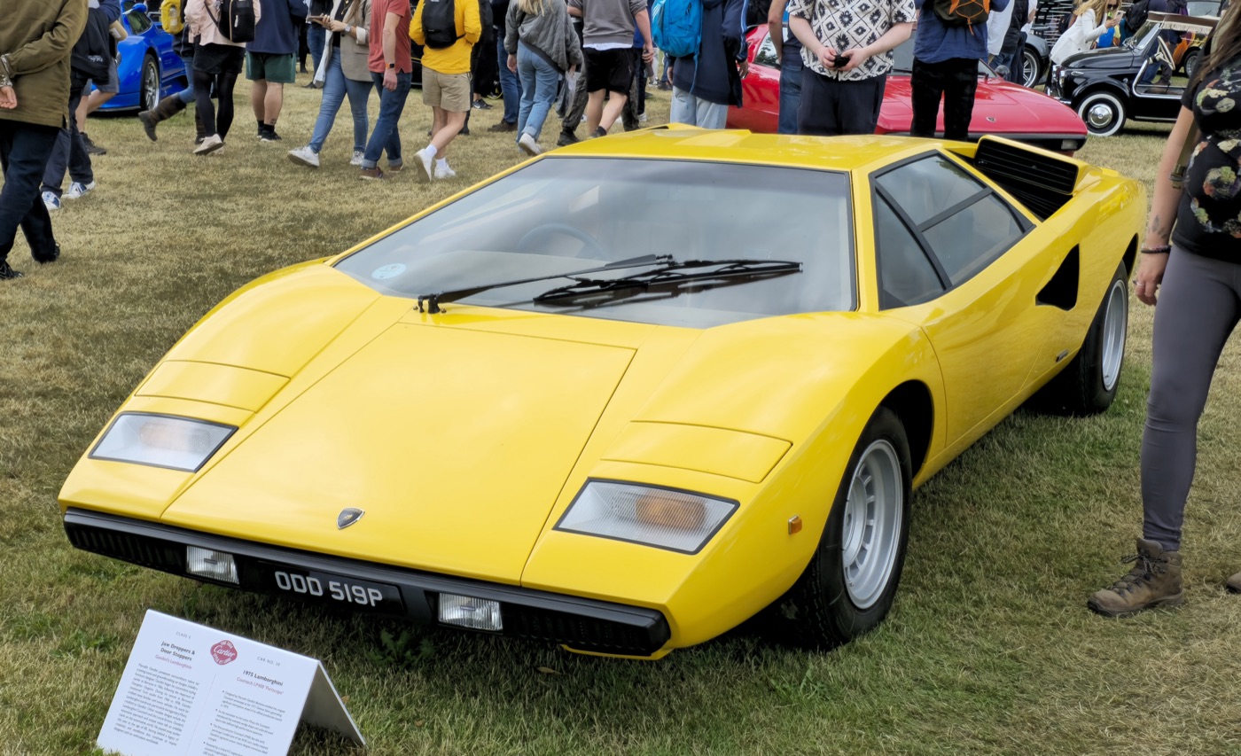 A 1975 Lamborghini Countach LP400 Periscopo, real photograph.