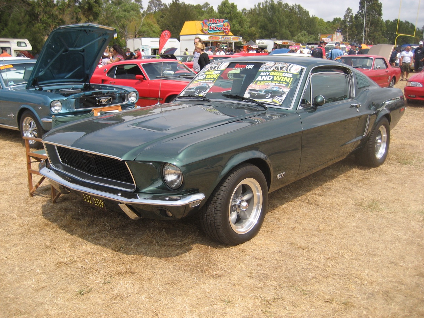 A Ford Mustang Bullitt replica GT fastback, 1968, real photograph.