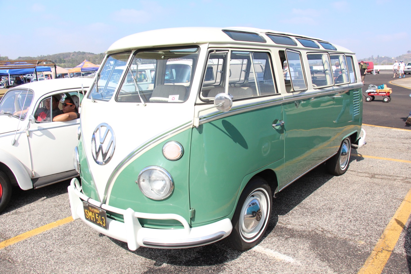 A 1966 Volkswagen Type 2 T1 Deluxe Microbus, real photograph.