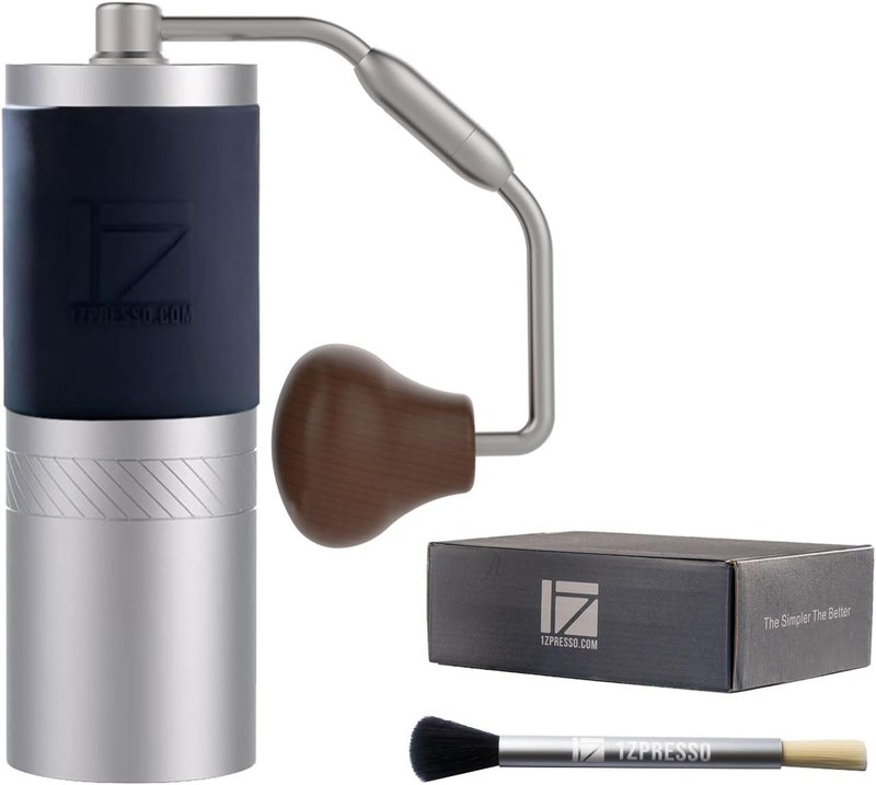 1Zpresso J Manual Coffee Grinder Silver with Assembly Stainless Steel Conical Burr - Numercial Internal Adjustable Setting for Pour Over French Press Cold Brew.