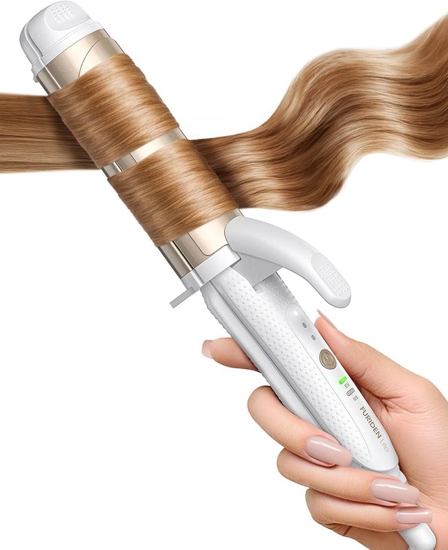 FURIDEN Lite Dual-Voltage Curling Iron, 2-in-1 Travel Combo for Carry-On | 1 1/2 Inch Europe Travel Curling Iron & Straightener with 3 Temps Settings, 110~240V for Shoulder-to-Armpit Length Hair