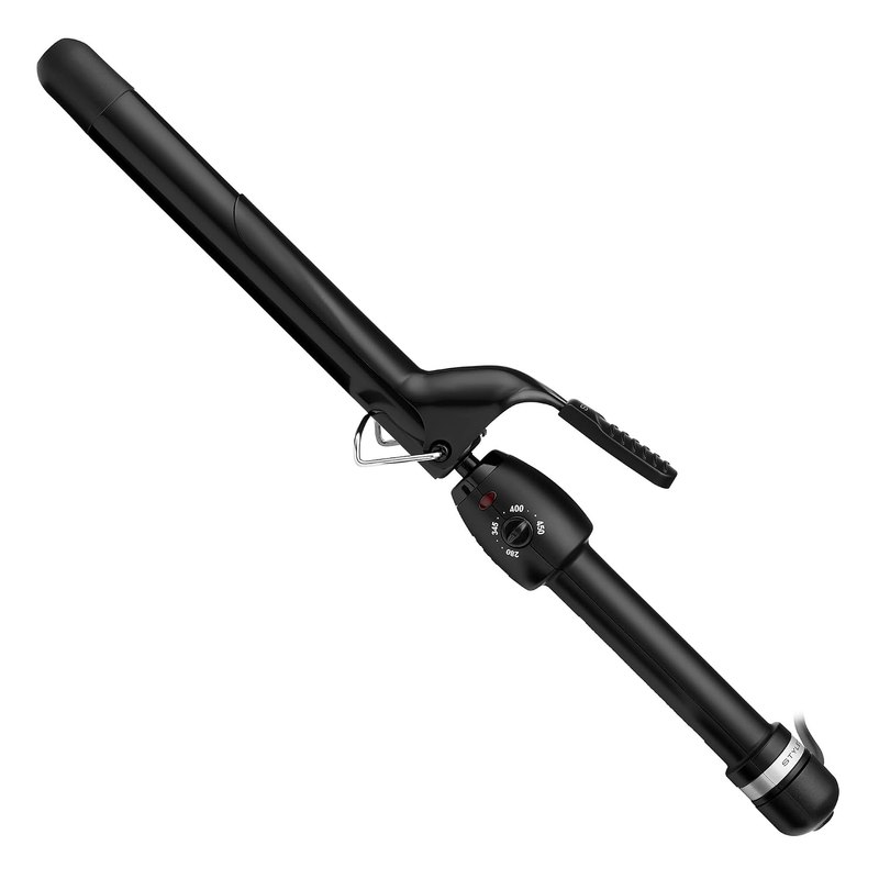 StyleCraft Stay-Temp Black Gold Professional Curling Iron with Thumb Grip | Professional Hair Curler with Infinite Temperature Control (280°F-450°F), Ideal for All Hair Types and Textures, Dual Voltage