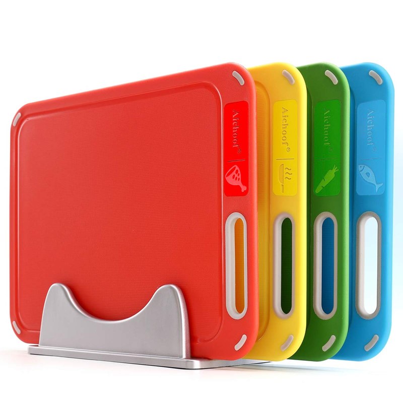 Color Coded Cutting Boards Set of 4 with Holder, BPA-Free