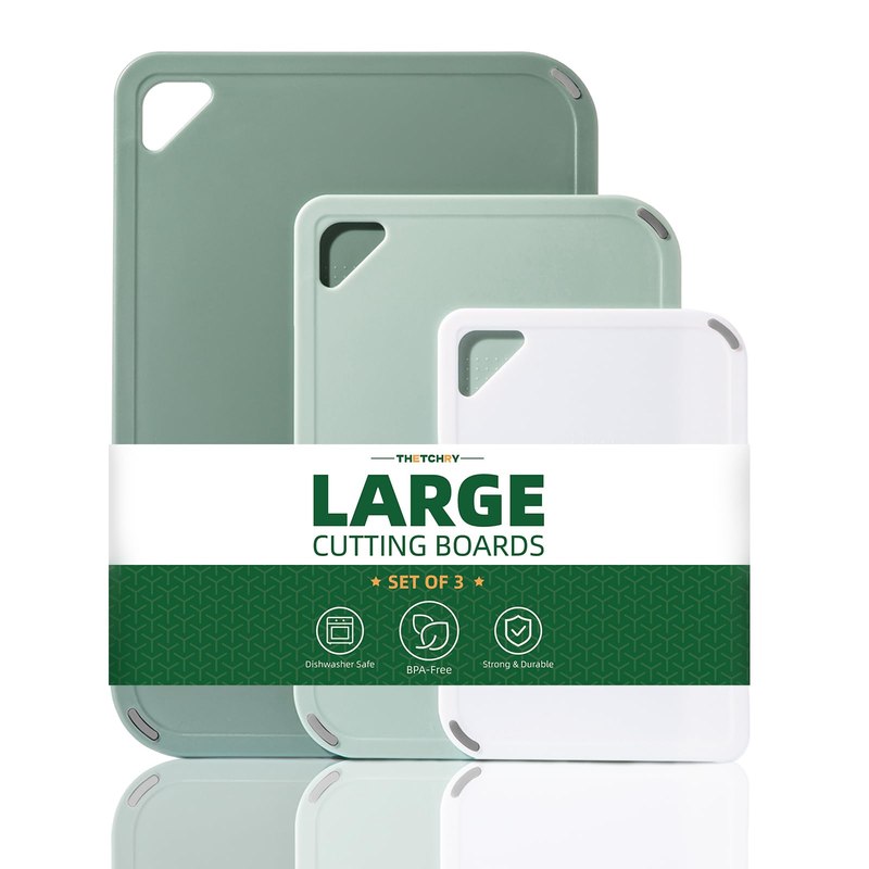 THETCHRY Plastic Cutting Board Set of 3-Cutting Boards for Kitchen BPA Free