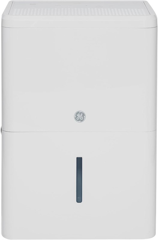GE Dehumidifier, 50 Pint for Basement Bedroom Bathroom, 5000 Sq Ft | Smart Dry Technology, Humidistat Control, Continuous Drain Option, Bucket Full Alarm, Auto Restart & Defrost