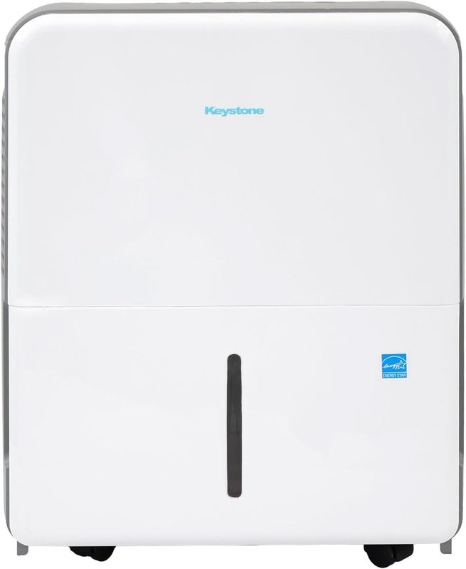 Keystone 50 Pint Dehumidifier with LED Display, up to 4,500 Sq. Ft. | LED Display, Energy Efficient Humidity & Moisture Extractor for House, Bedroom, Bathroom, Garage, Attic & Home Office