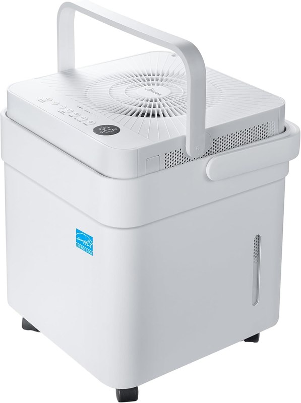 Midea Cube 50 Pint Dehumidifier for Basement, 4,500 Sq. Ft, Energy star | Large Capacity Water Tank with Drain Hose, Wi-Fi Enabled, Works with Alexa, Quiet Operation for Home, Bedroom