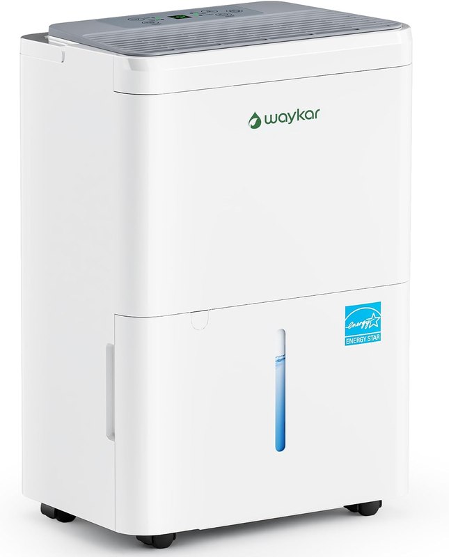 Waykar 2000 Sq. Ft. 30 Pints 2025 Energy Star Dehumidifier for Home | Temperature-Sensing Auto Mode, Auto Drying, Adjusts from 15% RH with Continuous Drainage Support, Auto-Defrost