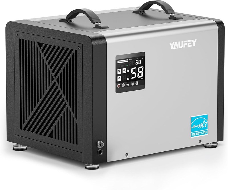 Yaufey 70 Pints Energy Star Commercial Dehumidifier with Drain Hose for 5000 Sq. Ft. Crawl Space, Basement, Industrial, 10-90% RH Humidity Control, 24/7 Continuous Drainage,TUV Certified,5-Yr Coverage